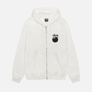 8 Ball Zipped Hoodie White