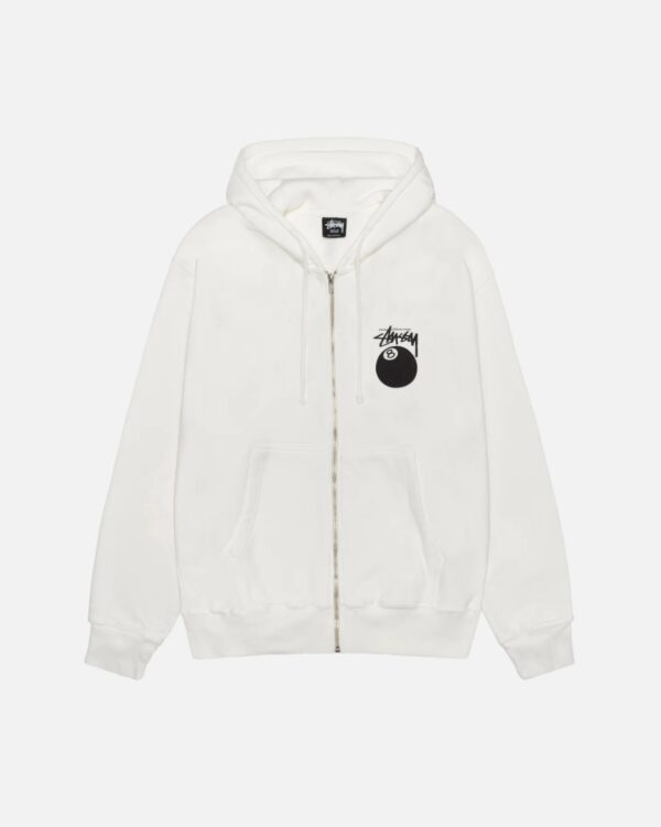 8 Ball Zipped Hoodie White